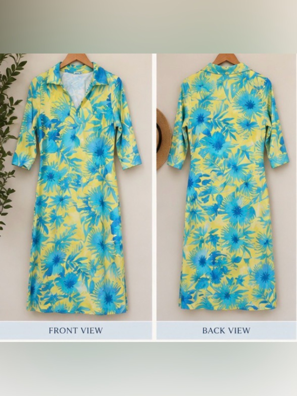 J. McLaughlin Yellow & Turquoise Tropical Floral Dress – Size XS - Picture 2 of 5
